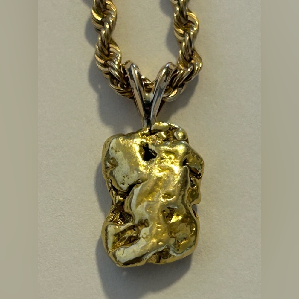 Solid 22k+ Natural Gold Nugget 14k Bail Pendant / Nice Size / Chunky 4.72Grams